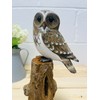 My Square Mile White Owl Ornament | Wooden Hand Carved Bird | Tree Stump Painted Great British Birds Indoor/Outdoor Garden Ornament