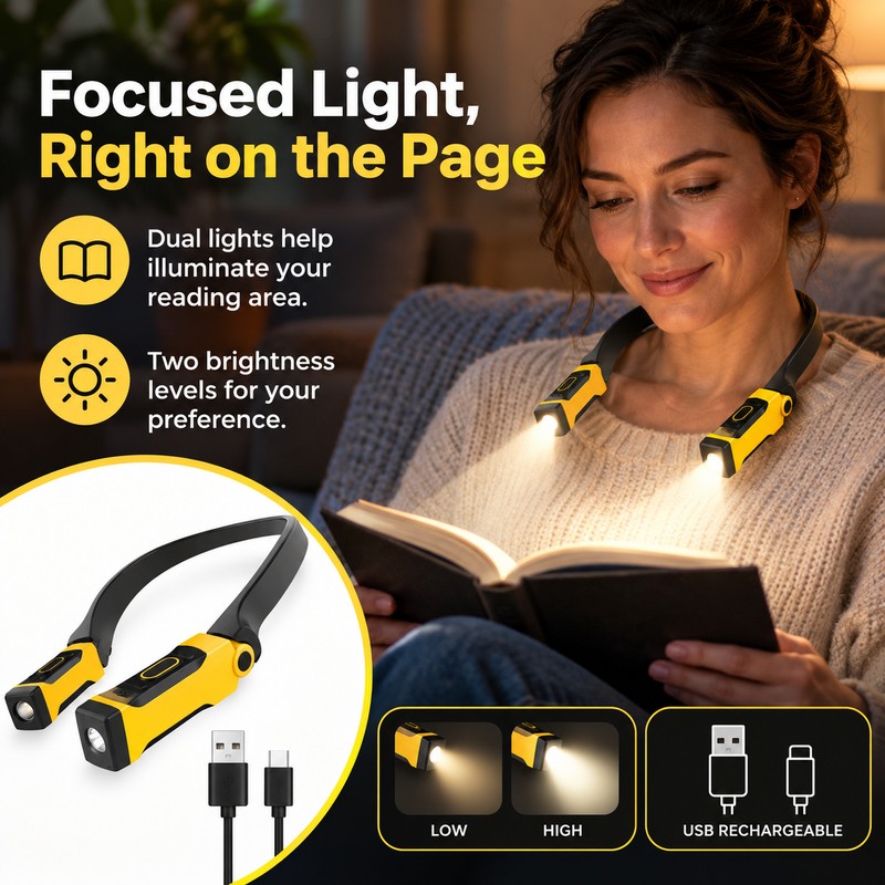 Rechargeable LED Neck Reading Light for Hands-Free Tasks – 2