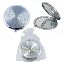 Makeup Compact Mirror Favor Cinderlla 12PCS Quinceanera Round Pocket Purse Hand Mirror Cenicienta wih Organza Gift Bag Girl