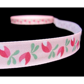 1 Pcs 5/8"W Rose Bud Rosebud Roses Flower Ribbon Light Pink 5 Yards, Ribbon for Gift Wrapping | #AA120RK