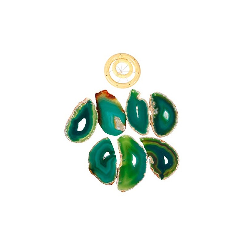 KYEYGWO Green Agate Discs Geode Wind Chime Sun Catcher Crystal