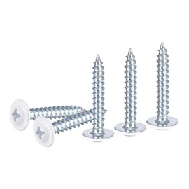 uxcell 50Pcs #8x1 Phillips Head Self Tapping Screws, Carbon Steel Flat Head High Strength Quick Tapping Screws Wood Screw for Wood, Metal, Plastic, White