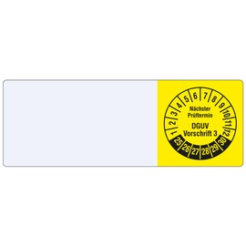Labelident Cable Test Badges 25 x 70 mm for Cable Diameter 7.5 to 16.5 mm – Next Test Date DGUV Regulation 3-1,000 Test Badges on Roll 2025-2030, Vinyl Yellow/Black