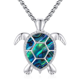 LOOVE 925 Sterling Silver Turtle Necklace for Women Small Abalone Shell Sea Turtle Pendant Cute Animal Necklace Ocean Animal Jewelry