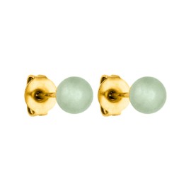 Purelei® Aventurine Earrings Women's Orh Studs Made of Durable Stainless Steel Waterproof Aventurine Beads Size Pearl 4.75mm, Stainless Steel, Aventurine