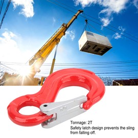 2 Ton Round Forged Hook with Fixed Eye and Latch, Alloy Steel Crane Hoist for Shipbuilding, Rigging, Locking, Swivel, Swivel Port,