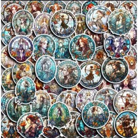 Unbranded 10pcs Astrology Zodiac Constellation Stained Glass Window Stickers- DIY