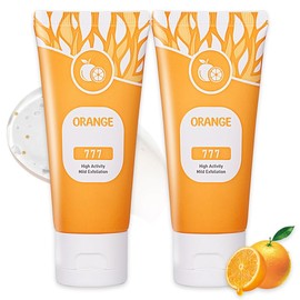 Orange Exfoliating Gel Scrub, Deep Exfoliating Cleanser for Face and Body, Deep Clean Pores, Gentle Radiant Skin Exfoliator, Remove Blackheads & Moisturize Skin for All Types Skin(2Pcs)