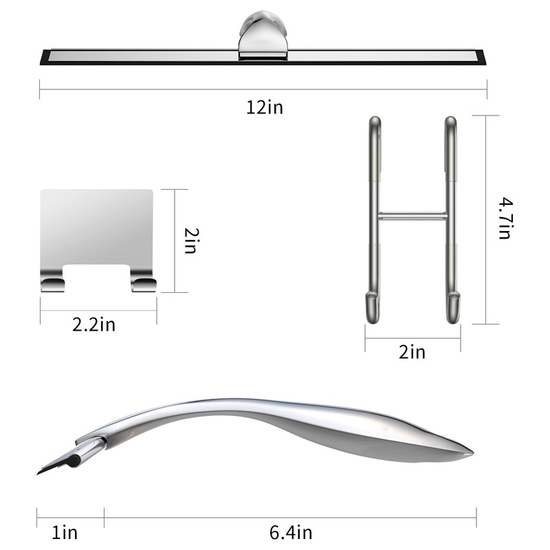 Shower Squeegee for Glass Door 12-Inch Stainless Steel Bathroom Squeegee