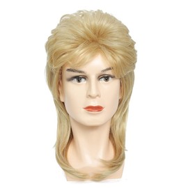 Lotfon Mullet Wigs for Men 80s Costumes Fancy Party Accessory Cosplay Wig (Light Blonde)