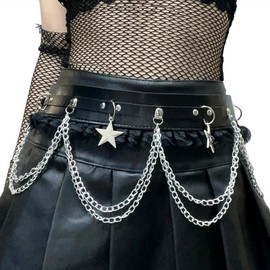 TYXHXTF Punk Belt, Studded Belt, Gothic Jeans Belt, Clothing Accessories, Belt Black, Chain Belt, PU Leather Belt, Rock Belt, Gothic Jeans Belt Clothing Accessories, for Women Men
