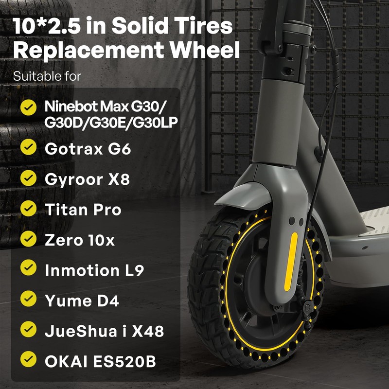 HAONAIMO E Scooter Tires,10 Inches x 2.5 Solid Tires,10 Inches