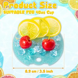 Haooryx Lemon Cocktail Cup Topper Decoration - Summer Lemon Cherry Crystals Lid Plate Topper Sport Cup 40oz Accessory Cover Cap for Tumbler Water Bottle Glitter Bling Decor Women Girls Birthday Gift