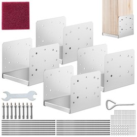 VEVOR 8"x 8" Post Base, 4Pcs Stainless Steel Adjustable Post Anchor Bracket(Internal 7.8 x 7.3"), Adjustable Post Base for Pavilion Deck Porch Handrail Railing Support Decorative Anchor Plate