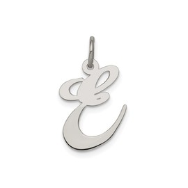 Sterling Silver Script Initial E Pendant Necklace, Cursive Letter Charm with Polished Finish, Dainty Silver Jewelry for Women or Unisex Wear, Alphabet Monogram Identity Modern Fashion Necklace