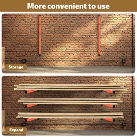 Superunner Superunner lumber storage rack, Heavy Duty Metal Lumber Storage Rack with Multi Angle Adjustment and 3-Level Wall Mount for Garage Shop Indoor Outdoor, Orange (2 PACK)