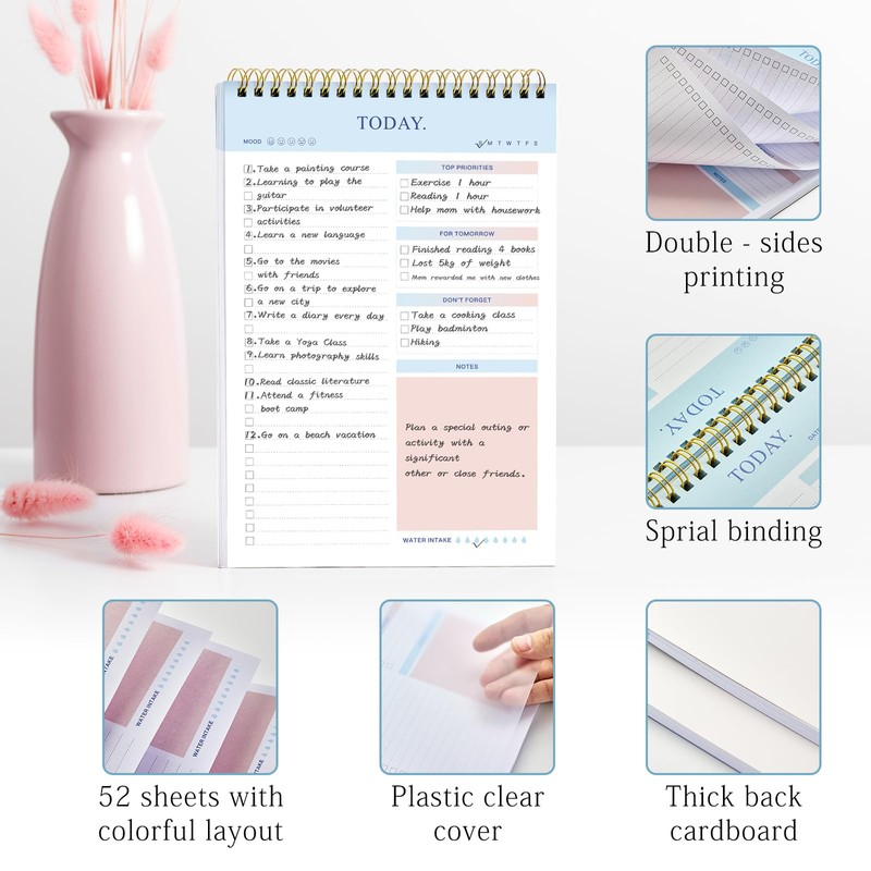 JUBTIC To Do List Notepad - Daily Planner Pad CheckList