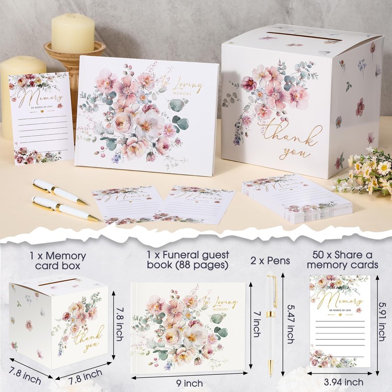 54 Pcs Funeral Guest Book for Memorial Service Celebration of