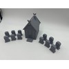 HAUTICO House and Graveyard Scene, Terrain Scenery for 18mm Miniatures