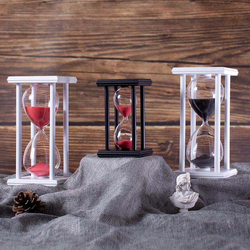 Hourglass Timer with Red Sand, 45 Minute Wooden Frame Sand
