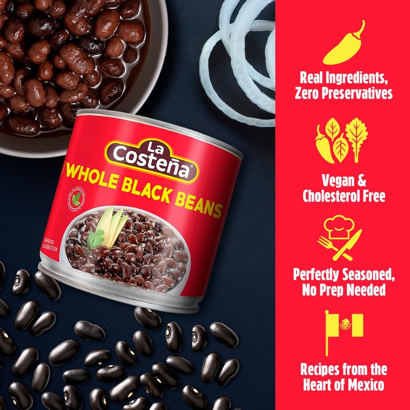 La Costeña Whole Black Beans - Ready-to-Eat Canned Black Beans