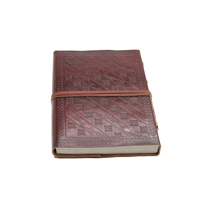 Crystalo - Handmade Leather Bound Notebook Journal with Embossed Om