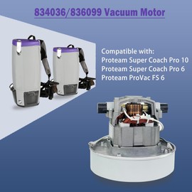 834036 for ProTeam Vacuum Motor,for ProTeam Super Coach Pro 6/Pro 10, ProVac FS 6,Replacement Parts 836099 834036,with Motor Gasket 5.7'',for ProTeam Vacuum Parts