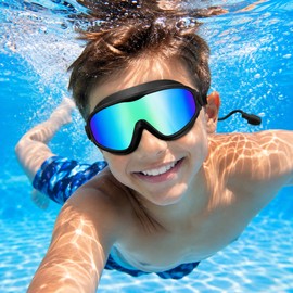 Kids Swim Goggles for Pool and Swim Lessons – 2-Pack Wide View Anti-Fog Goggles with Earplugs and Nose Clips