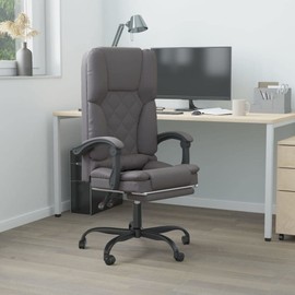 CHARMMA Massage Reclining Office Chair Gray Faux Leather-5703