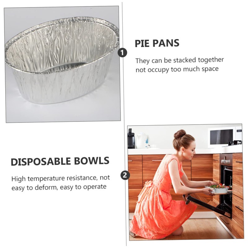 COLLBATH 125Pcs Oval Tinfoil Bowls Baking Trays Stackable Storage for
