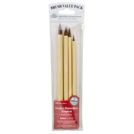 Royal & Langnickel RSET-9149 Royal Zip N' Close Brown Bamboo 4-Piece Brush Set