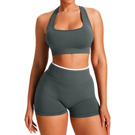 JOYSPELS Sports Bra Women's Strong Hold Without Underwire Padded Bustier Strapless Bra Seamless Push Up Yoga Fitness, Dark shadow, M