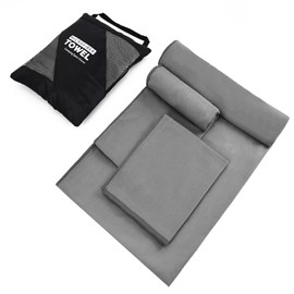 Vnoss Quick Dry Camping Towel, Microfiber Travel Towel 3 Size at 1 Pack for Camping, Beach, Gym, Sports, Yoga & Swimming Pool, Grey
