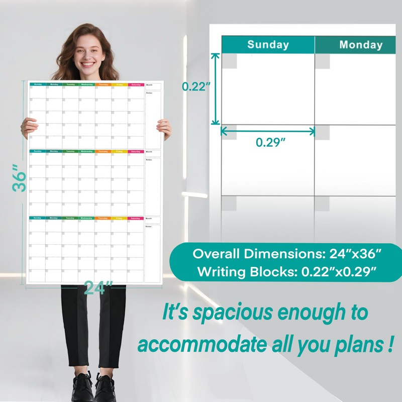 DeBiao 24" x 36" Dry Erase Wall Calendar large -