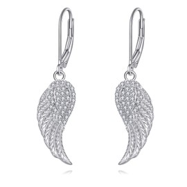 Angel Wings Earrings for Women 925 Sterling Silver Wing Drop Hanging Earrings Guardian Angel Jewellry Gifts