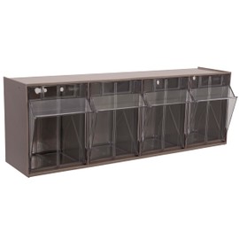 Akro-Mils TiltView Plastic Storage Cabinet with 4 Tilt Out Bins, Horizontal Plastic Parts Organizer, Teacher Toolbox, and Office Supply Organizer, 23-5/8" W x 8-3/16" H x 6-3/4" D, Mocha Raspberry