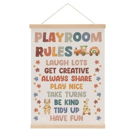 Playroom Decor Boho Poster Hanger, Nursery Decor Play Room Wall Decoration, Playroom Essentials, Educational Posters Wall Hanging Banner Farmhouse Living Toddler Room Decoration