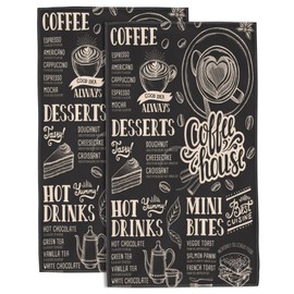 Wotinsi Hand Towels Set of 2 Coffee Restaurant Menu Hand Towels for Bathroom Soft Absorbent Decorative Hand Bath Towels Dish Towels for Kitchen Sports Gym Yoga Home Decor 14 x 28 in