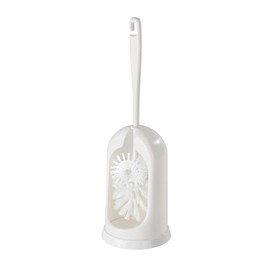 WENKO WC-Garnitur Standard Weiß - WC-Bürstenhalter, mit Randreiniger, Kunststoff, 14 x 40 x 14 cm, Weiß