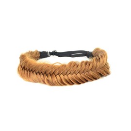 BOBIYA Wide Fishtail Synthetic Hair Braids Headband, Classic Braided Headband, Elastic Stretch Toupee, Beauty Accessory (Strawberry Blonde)