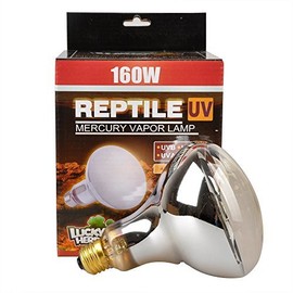 Lucky Herp Reptile UVA UVB Mercury Vapor Bulb Heat Lamp,R115,E26,Screw Thread,160 Watt