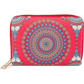 styleBREAKER 02040149 Women's Small Purse with Colourful Mandala Ornament Pattern, Ethnic Style, Zip, Purse, Red-blue-orange, Modern