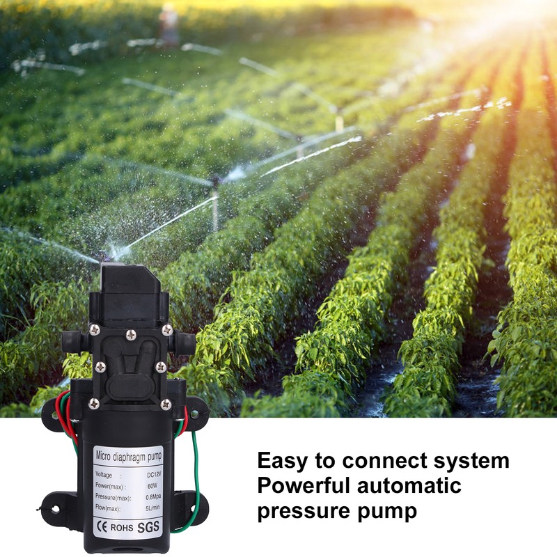 12V Water Pressure Diaphragm Pump 60W Self Priming Booster Sprayer