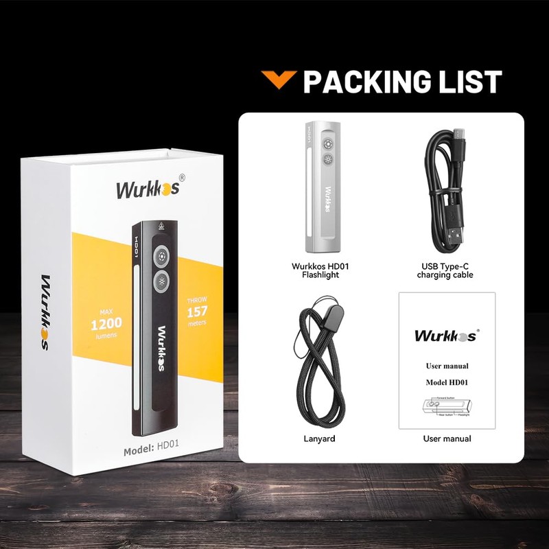 Wurkkos HD01, Flashlight, Green Beam, White LED Combo with RGB