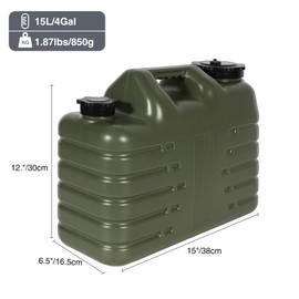 RedSwing 4 Gallon/15L Thickened Water Jug, Camping Water Container, Truly No Leakage Water Storage with Spigot, Large Military Water Tank,BPA Free Portable Overlanding Gear for Outdoors,Hiking,Green