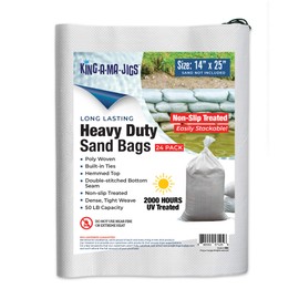 Sand Bags (24 Pack) Empty Sandbags with Ties, Heavy Duty, UV Treated (14" x 25") Non-Slip Empty Bags for Sand - (24 Pack)