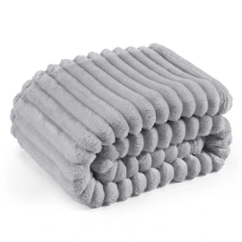 Bedsure Home Decor Living Room Throw Blanket - Fuzzy Grey Blankets Fluffy Fleece Blankets for Bed, Couch, Sofa, Plush Lightweight Blanket for All Season, 50x60 Inches, Stripe Textured