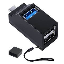 YFFSFDC Type-C Hub, 3 Ports, USB 3.0 + USB 2.0 Combo Hub, Port Expansion, Ultra Compact, Lightweight, Fast and Convenient (Black)