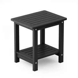 YEFU Small Table Side Tables Outdoor Coffee Table for Patio Living Room Bedroom(Black, Double Layer)