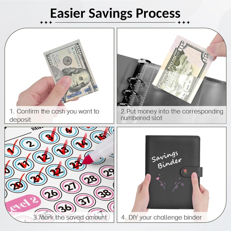 Sooez 100 Envelope Money Saving Challenge Book with 100 Pocket